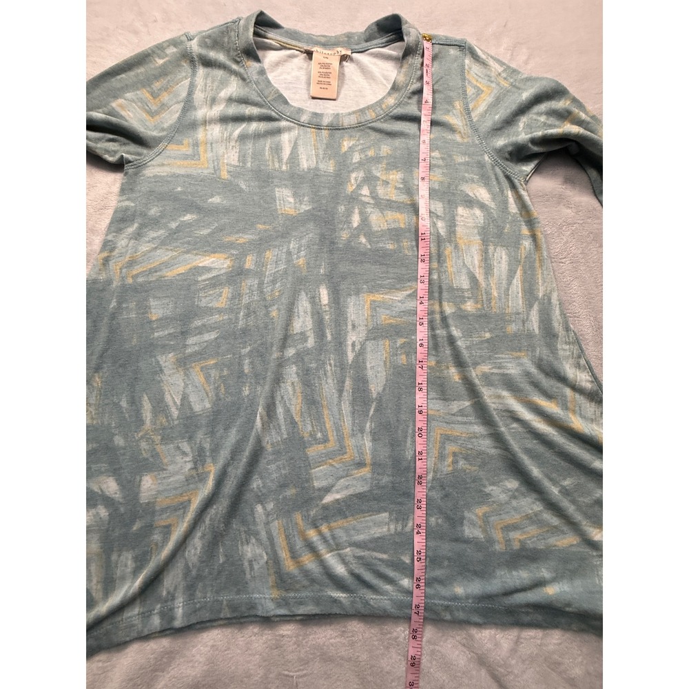 Philosophy Shirt Womens Large Blue Shark Bite Long Sleeve Tunic Print Artsy A13 - Picture 4 of 7